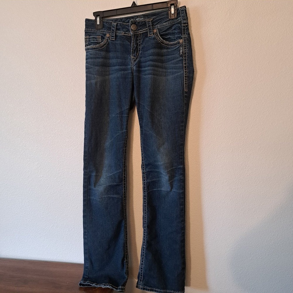 Silver Jeans Co Suki Mid Slim Bootcut Dark Wash Fluid Denim Jeans W27 L33 L93617